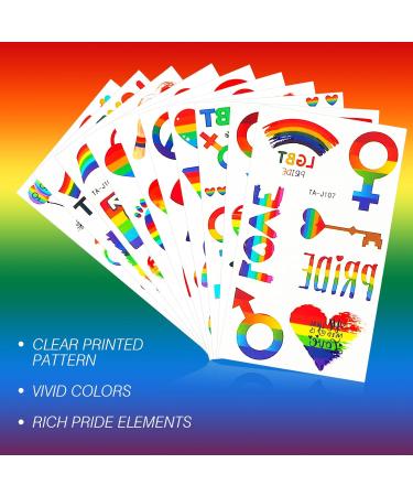 25 Sheets 200PCS Pride Temporary Tattoos LGBTQ Gay Lesbian Rainbow Pride Tattoos Waterproof Pride Stickers for Pride Parade Festival Party Supplies Pride Decorations - Buy Online on GoSupps.com