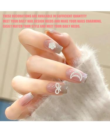 200PCS Mixed Styles Pearls Nail Charms for Nail Art Decor - D White Flower - Buy Online on GoSupps.com
