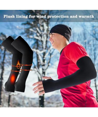 Skylety Thermal Arm Warmer - 2 Pairs | Winter Cycling Arm Sleeves for Men Women - Black Large - Buy Online on GoSupps.com
