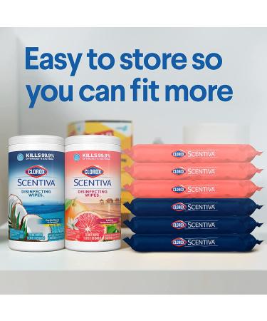 Clorox Scentiva Disinfecting Wipes Value Pack - 6 Pack (3x 75ct Pacific Breeze & Coconut, 3x 75ct Tahitian Grapefruit Splash) - Buy Online on GoSupps.com
