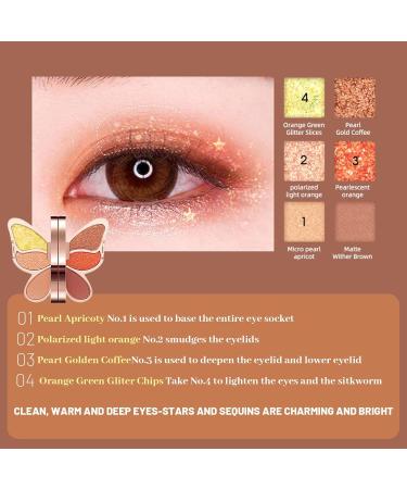 Butterfly Shape Eyeshadow Palette with 6 Shades | High Pigmented Matte Glitter Eye Makeup Long Lasting Waterproof - Waterproof Eye Makeup with Butterfly Shape Travel Size Lucky Koi Color - Buy Online on GoSupps.com