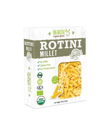 Big Green Organic Food- Organic Millet Rotini, 8.8oz, Gluten-Free, Non-GMO, Vegan (1)