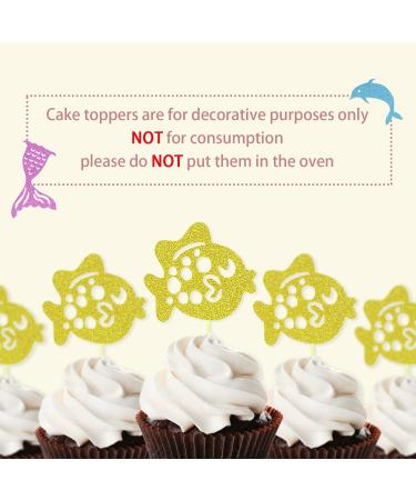 MUOVERN 24pcs Mermaid Cupcake Wrappers Toppers Glitter Mermaid Happy Birthday Cake Seashells Coral Mermaid Tail Starfish Dolphin Cake Decoration Birthday Party Supplies Under The Sea Baby Shower - Buy Online on GoSupps.com