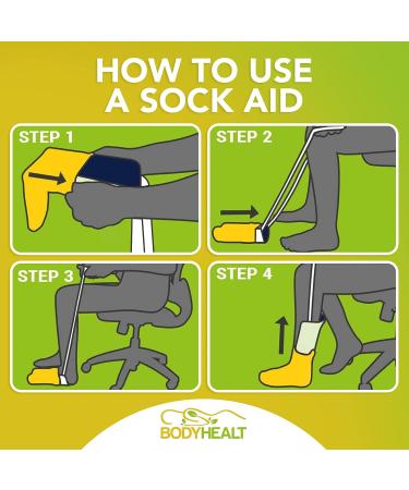 BodyHealt Flexible Sock Aid Tool - Dressing Aid for Elderly, Disabled, Diabetic - Pants & Socks Helper with Long Handles - Pulling Assist Device for Compression Stockings - Buy Online on GoSupps.com