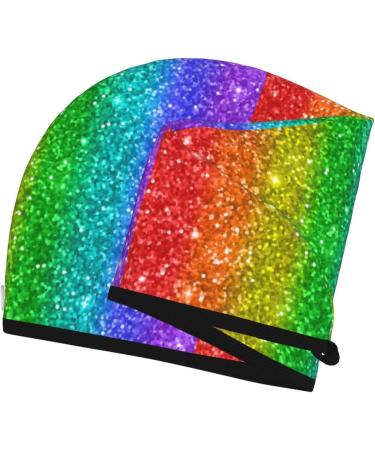 Glitter Rainbow Hair Towel Wrap - Quick Drying Turban for Effortless Hair Care | International Shipping - Buy Online on GoSupps.com