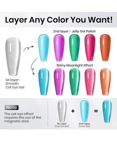 MIZHSE Cat Eye Gel Nail Polish 12mL - Silver Moonlight Glitter UV LED Soak Off for Nail Art & DIY Manicure - Buy Online on GoSupps.com