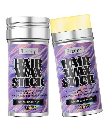Brzeaf Hair Wax Stick (2 Pcs)  Wax Stick for Hair Slick Stick Long-Lasting & Non-Greasy & Smooth & Nourish  Wax Stick for Hair Wigs & Hair Wax Stick for Flyaways & Edge Control 2.7 Oz