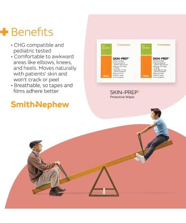 Smith+Nephew SKIN-PREP Wipes - Protective Dressing Wipes with Skin Barrier Film - Alcohol-Containing - Box of 50 - Buy Online on GoSupps.com
