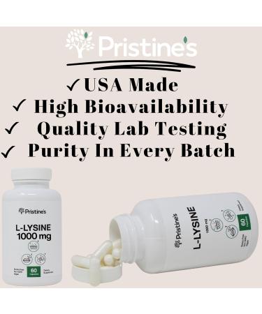 PRISTINE S L Lysine 1000MG | Vegan Amino Acid for Lip & Gum Health Immunity & Muscle Support | 30-Day Supply - Gluten Free - Buy Online on GoSupps.com