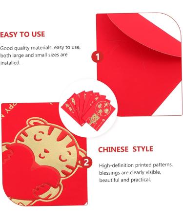 Lurrose 48pcs Year of The Tiger Red Envelope Lucky Money 2022 Hong Bao Envelope Lucky Money Envelopes Year of Hong Bao Red Envelope for New Year Lucky Money Packet Pocket China Paper Red Golden 11.5X8X0.1CM - Buy Online on GoSupps.com