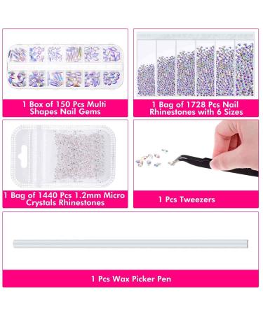 ThriLez 3318 Rhinestones for Acrylic Nails - 150 Pcs Gems, 1728 AB Crystals, 1440 Micro Crystals for Nail Art - Buy Online on GoSupps.com