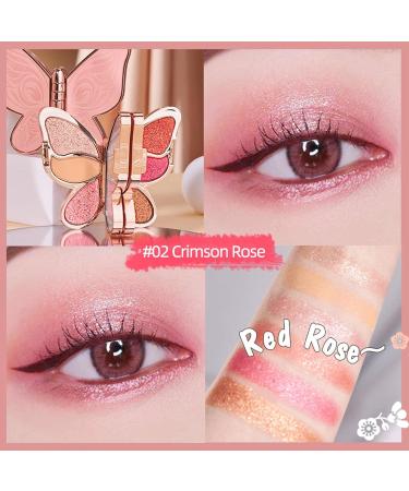 6 Colors Butterfly Shape Eyeshadow Palette - Professional Nudes Warm Natural Eye Shadows Highly Pigmented | Waterproof Eye Makeup with Butterfly Shape Travel Size Xiaoyaoyou Crimson Rose Color - Buy Online on GoSupps.com