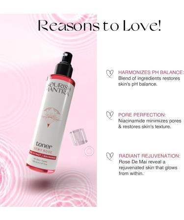 Nourish Mantra Dewy Rose Toner - Radiant Skin with Rose De Mai Niacinamide & Vitamin B5 | Pore Tightening & Rejuvenating (150ml) - Shop Internationally - Buy Online on GoSupps.com