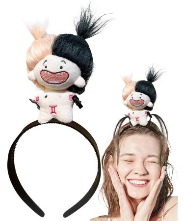 Plush Doll Hairhoops Plush Cartoon Doll Hairband Cute Hairhoops for Styling Makeup Fashion Plush Doll Hairband for Girls Kids Gemini - Buy Online on GoSupps.com