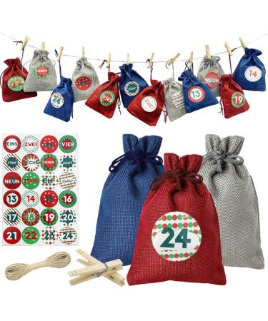 KONTONTY 1 Set Christmas Bag Candy Bags Christmas Advent Calendar Storage Pouch Drawstring Storage Bags