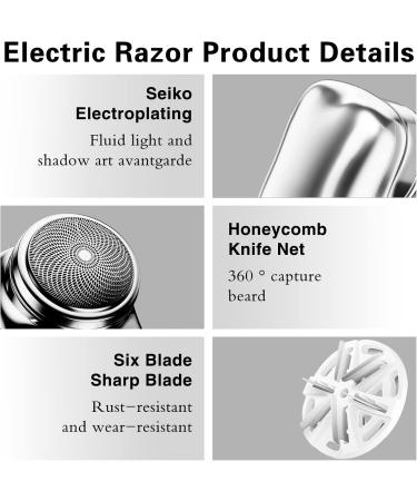 Alkyne Mini-Shave Portable Electric Shaver Mini-Shave Portable Electric Shaver Pocket Wet & Dry Men's Shaver USB Rechargeable Shaver Suitable for Home Travel Father's Day Gifts(Silver) - Buy Online on GoSupps.com