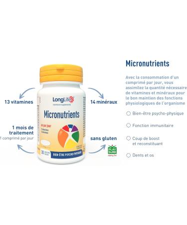 LongLife Micronutrients 30 tabs | Multivitamins & Minerals | Psychophysical Wellness Women & Men | Immune Function | Energy & Vitality | Gluten Free - Buy Online on GoSupps.com