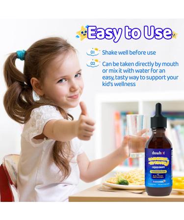 duwhot Kids Magnesium Liquid Drops Magnesium Glycinate 100 mg Supplement with L-Theanine GABA Vitamin B6 D3 for Sleep & Relaxation Melatonin Free Sugar Free 2 Fl Oz - Buy Online on GoSupps.com