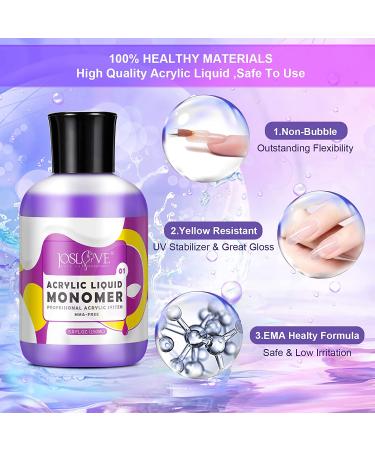 JOSLOVE Acrylic Nail Liquid Monomer 2x5oz - Professional MMA-Free Formula for Nail Kit & Extension | Acrylic Powder System - Buy Online on GoSupps.com