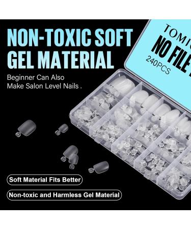 Tomicca 240 Pieces Transparent Artificial Toenails Kit - 12 Sizes Full Cover Acrylic False Toenails for Women - DIY Nail Art Accessories - Buy Online on GoSupps.com