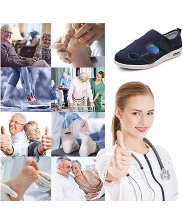 Diabetic Foot Shoes for Men | Adjustable Closure Sneakers for Swollen Feet & Edema | Dark Blue Size 12 - Comfort & Support for Elderly & Arthritis - Buy Online on GoSupps.com