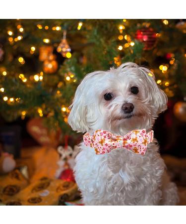 Elegant Little Tail Dog Collar with Bow - Holiday Dog Collar for Girl or Boy - Pet Gift Bowtie - Adjustable for Small, Medium, Large Dogs - Gingerbread Man Design - Buy Online on GoSupps.com