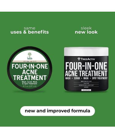 TreeActiv Four-in-One Acne Treatment 8 Fl Oz - Exfoliating Sulfur Face Wash, Bentonite Clay Mask, Spot Treatment, Pore Scrub for Adults, Teens, Women, Men - 500+ Treatments - Buy Online on GoSupps.com