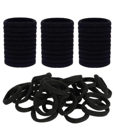 ILamourCar Hair Elastic 50 Elastic Hair Elastics for Girls Baby Children Women Thick Cotton Seamless Hair Elastics Black