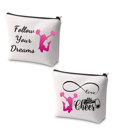 Cheer make-up bag for girls cheerleading gift follow your dreams cheerleading cosmetic bag cheer team gift cheerleader trainer thank you gift beige cultural bag