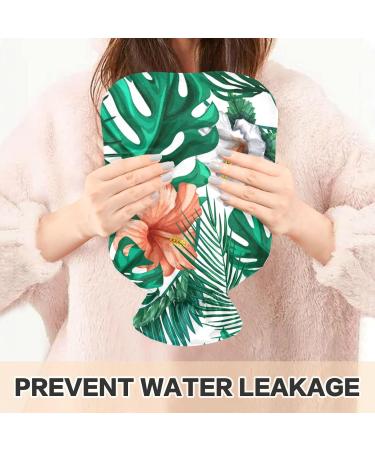 NAANLE Hot Water Bottle with Cover - Watercolor Palm Leaf & Flower Design | 1L for Menstrual Cramps Pain Relief & Heat Therapy - Buy Online on GoSupps.com