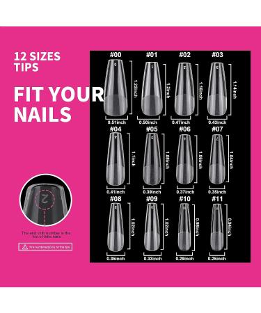 Teenitor Clear Coffin Nail Tips - 240PCS Full Cover Fake Nails with Nail Glue for Ballerina False Nails - Clear Press On Nails - Buy Online on GoSupps.com
