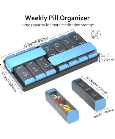 AM PM Pill Organizer - 7 Day Weekly Vitamin Organizer for Fish Oil & Supplements | International Shipping - Buy Online on GoSupps.com