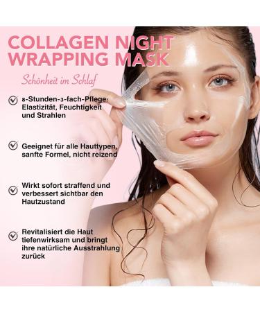  P-Beauty Cosmetic Accessories P-BEAUTY Collagen Night Mask Night Mask Night Mask with Brush 75ml Night Mask with Lift and Wrinkle Reduction Face Mask Collagen Peel Off with Hyaluronic Acid - Buy Online on GoSupps.com