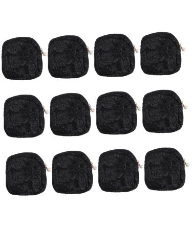 Healeved 12pcs Sanitary Napkin Storage Bag Storage Bag Zipper Period Pouch Large Wallets for Women Extra Capacity Napkin Storage Bags Portable Girl Carry Grocery Bag Cotton Linen Blackx12pcs 11x11x3cmx12pcs