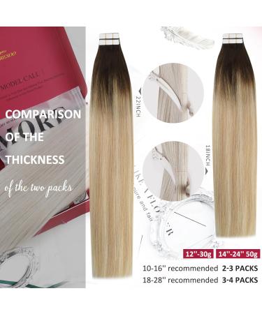 Moresoo Balayage Blonde Human Hair Tape Extensions #2/27/613 - 16 Inch (20 Pieces/50g) - Buy Online on GoSupps.com