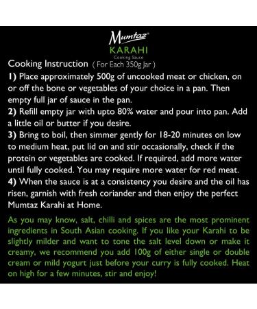 Mumtaz KARAHI Indian Curry Cooking Sauce - Pack of 6 x 350g - Restaurant Quality At Home - Serves 4-5 - Buy Online on GoSupps.com