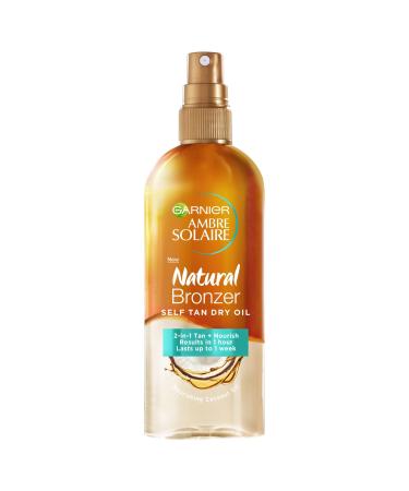 Garnier Ambre Solaire Natural Bronzer Self Tan Dry Oil 150ml 2-in-1 Oil Enriched With Coconut Oil Nourishes Skin & Leaves A Luminous Fake Tan Natural Streak-Free Result Lasts Upto 1 week Vegan Formula - Buy Online on GoSupps.com