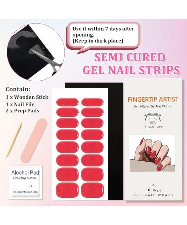  Ceboic Ceboic Set of 16 Semi-Cured Gel Nail Stickers - Solid Color - For Women and Girls (Cherry Shade) - Buy Online on GoSupps.com