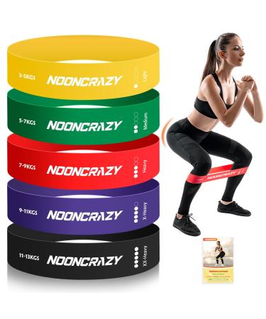 Nooncrazy fitness straps 5 Set 100% natural latex resistance bands with exercise instructions gymnastics band 5 different strengths resistance band for pilates strength training physiotherapy yellow/green/red/violet/black - Buy Online on GoSupps.com