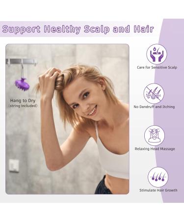 Fretech Purple Scalp Massage Brush - 2 Silicone Bristle Types for Sensitive Scalps Deep Cleaning and Hair Growth Stimulation - Buy Online on GoSupps.com