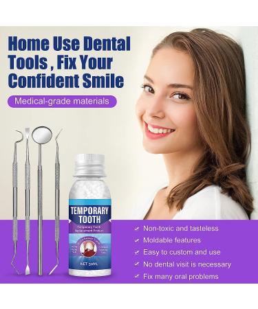 QQCherry Temporary Teeth Repair Kit - Fix Missing and Broken Teeth, Includes Mouth Mirror, Tartar Scraper, Dental Probe - Regain Confidence and Smile Blue - Buy Online on GoSupps.com