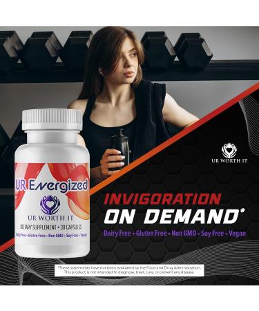 Buy UR Energized Capsules - Natural Energy Supplement with Reishi Chaga & Green Coffee - Boost Focus & Clarity - 30 Caps for Active Lifestyle - Buy Online on GoSupps.com
