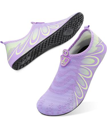 L-RUN Women/Mens Water Shoes | Aqua Socks for Run Dive Surf | Quick Drying | G Purple Green - Buy Online on GoSupps.com