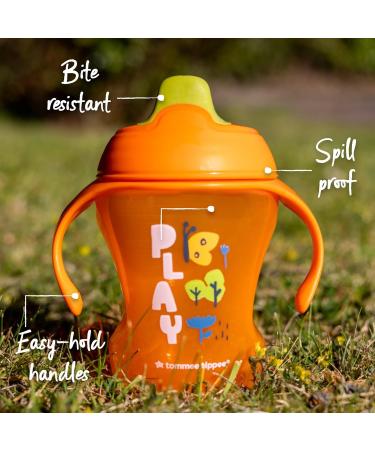 Tommee Tippee Sippee Trainer Cup 8oz (Pack of 3) - BPA Free, Spill-Proof Water Bottle for Toddlers 7m+, Blue/Green/Orange - Buy Online on GoSupps.com