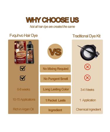 Fvquhvo Hair Dye Shampoo - Argan Oil Blonde & Brown Semi-Permanent Instant Color - Easy to Use Long-Lasting Formula - Buy Online on GoSupps.com