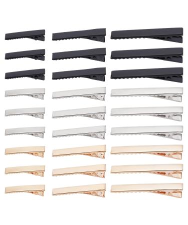 CHGCRAFT 3 size 30 pieces metal crocodile alligator hair clip Barrette hair non slip diy accessories hair clip for women and girls gold