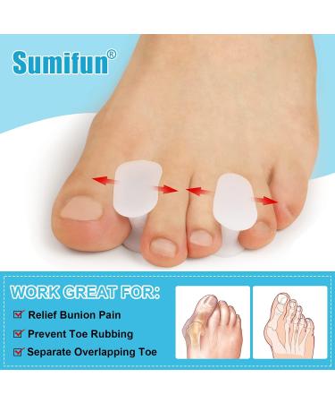 Sumifun Silicone Toe Separator - 8 Pairs Gel Bunion Corrector Pads for Overlapping & Crooked Toes - Reusable Hammer Toe Spacer for Men & Women - Buy Online on GoSupps.com