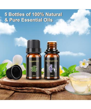 NEWYID Aromatherapy Diffuser with 5 Essential Oils, Flame Light, 3 Mist Modes, 4 Timers, Waterless Auto-Off, Dark Wood Essential Oil Diffuser for Home - Buy Online on GoSupps.com