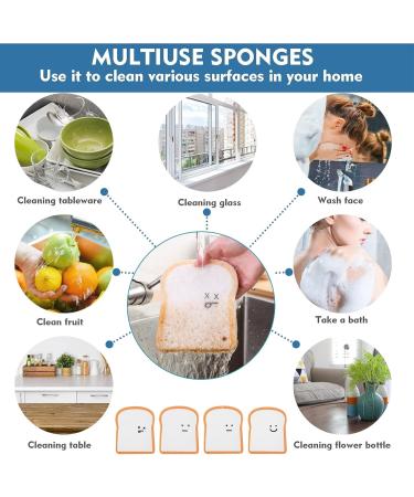 SEPKUS Reasuable Dish Sponge(8pcs) - Cute Toast Wood Pulp Cotton Sponges for Dishes Quick Drying Cleaning Sponge with Lanyards - Buy Online on GoSupps.com