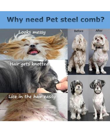 Kingrun Stainless Steel Pet Comb 4 Pack Pet Grooming Steel Comb with Rounded Teeth Metal Comb For Dogs Cats and Other Pets with Tangled Short/Long Hair (16 x 2.5cm 19 x 3cm 19 x 4cm 19 x 5cm) - Buy Online on GoSupps.com
